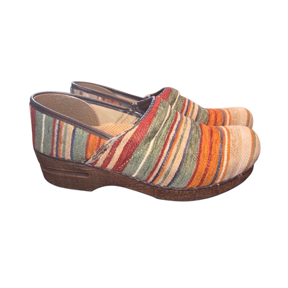 Dansko Vegan Professional Striped Fabric Clogs Mules Size 39 US 8.5-9 Multicolor